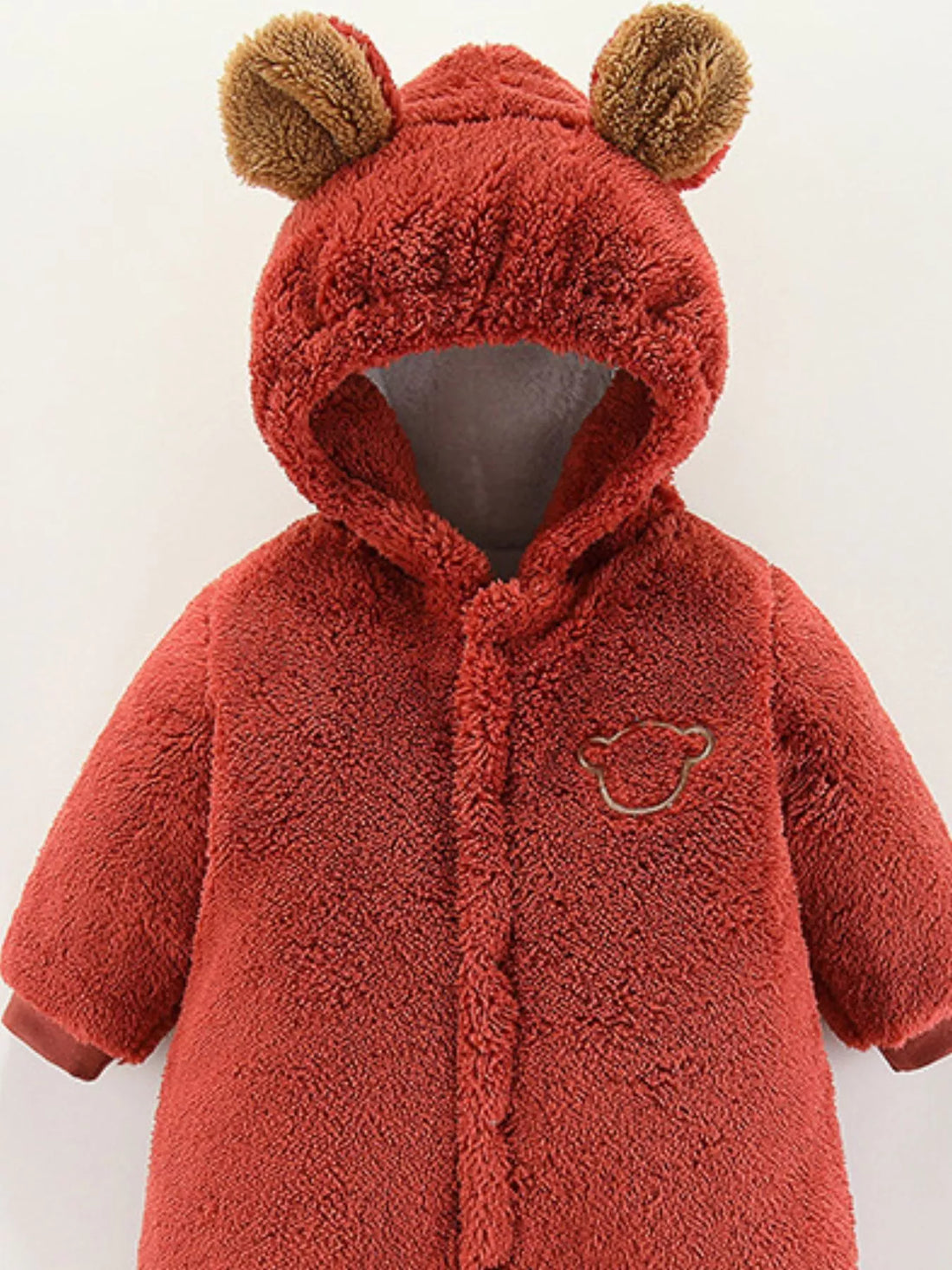 Children's Cozy Bear Hooded Fleece One-Piece - cas7m