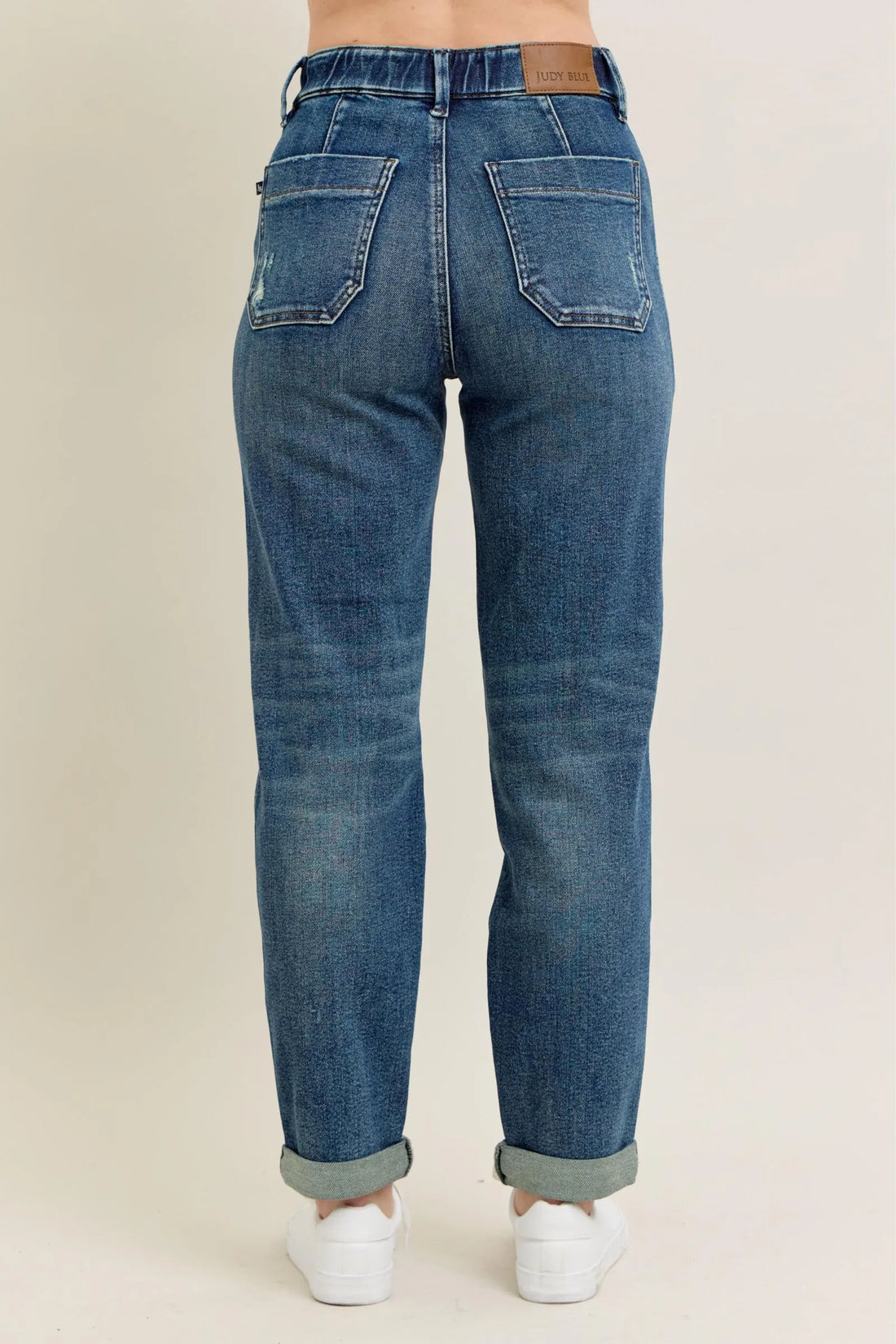 Judy Blue Full Size HW Vintage Wash Jeans w/ Drawstring Plus Size - cas7m