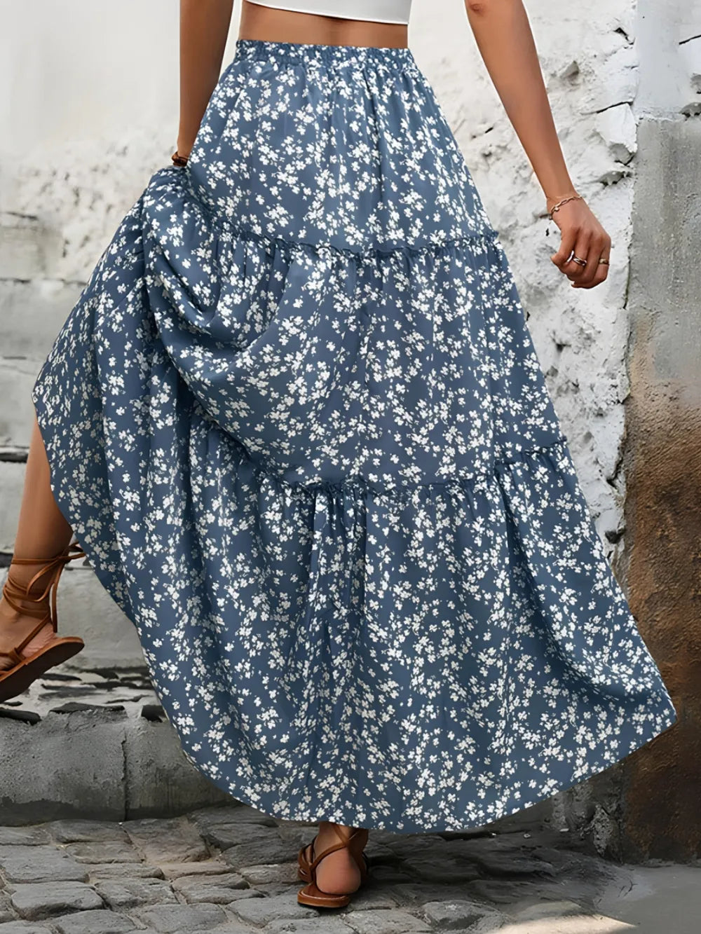 Tiered Floral Maxi Skirt - cas7m