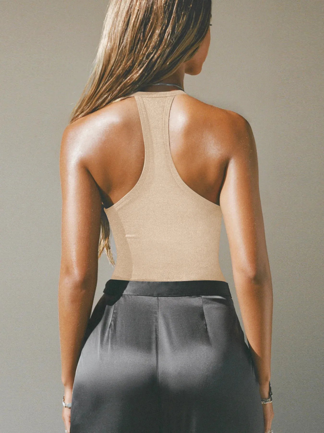 Cutout Ribbed Tank Top - cas7m