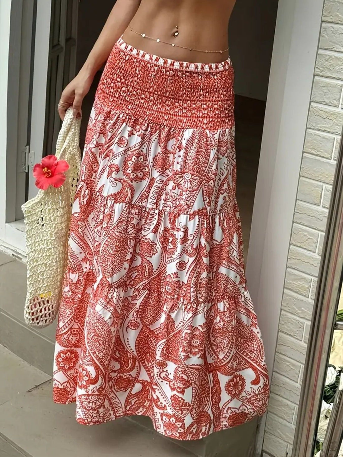 Paisley Print Maxi Skirt - cas7m