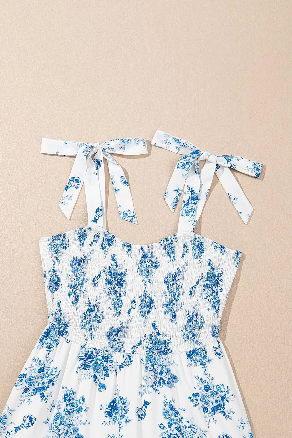 Printed Tie Shoulder Dress - cas7m