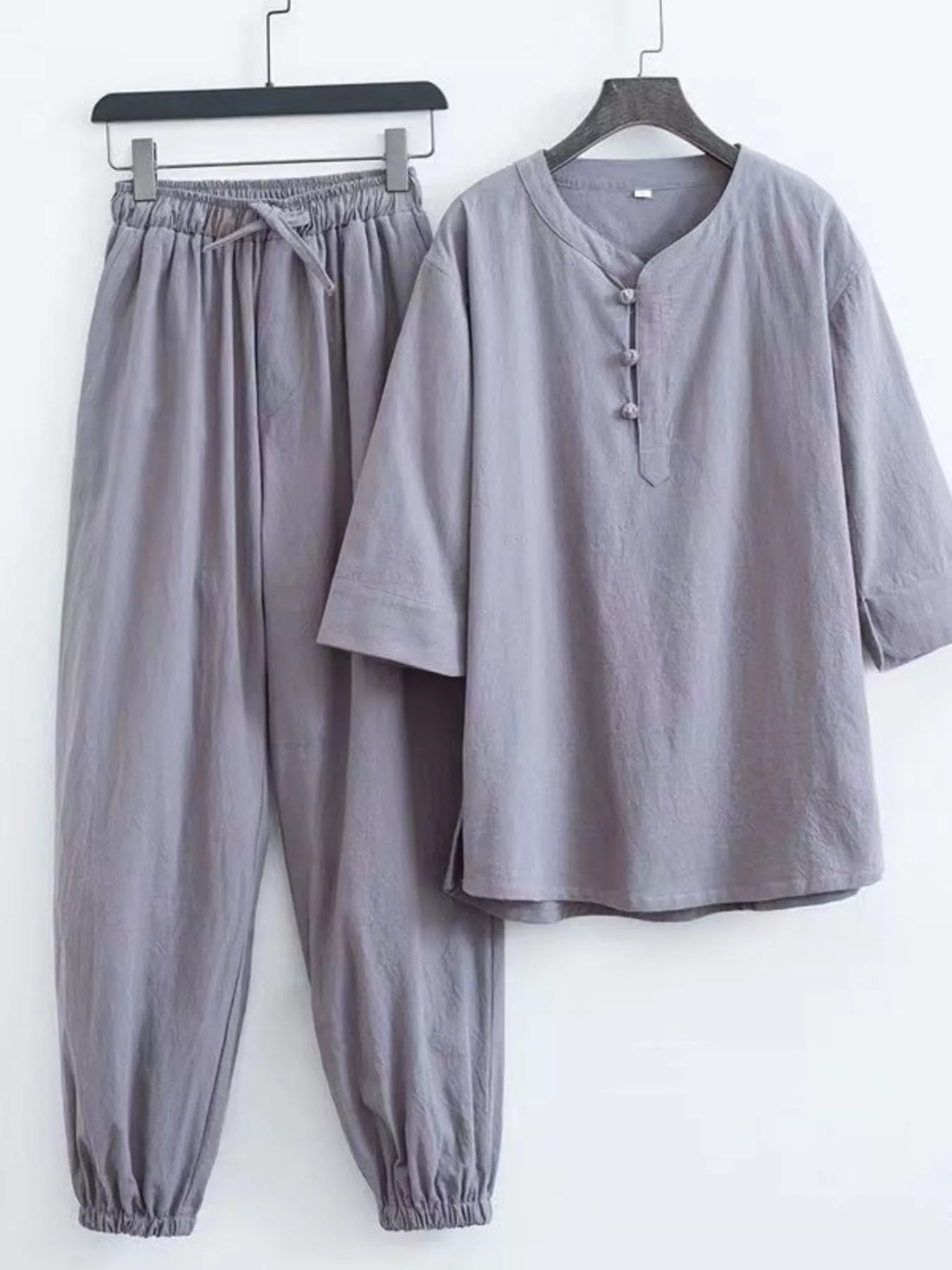 Men's Plus Size Chinese Style Top and Pants Set - cas7m