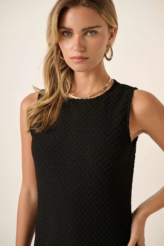 Mittoshop Side Slit Round Neck Sleeveless Dress - cas7m