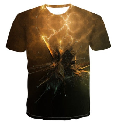 Trend 3D Printed Loose Collarless T-Shirt - cas7m