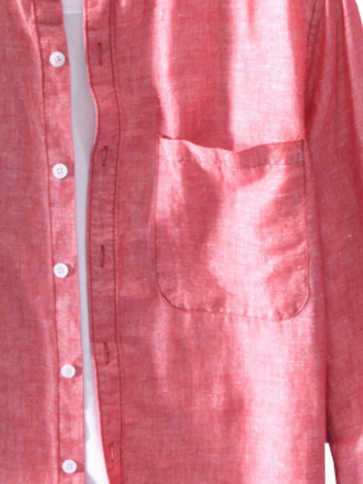 Men's Plus Size Button Up Long Sleeve Shirt - cas7m
