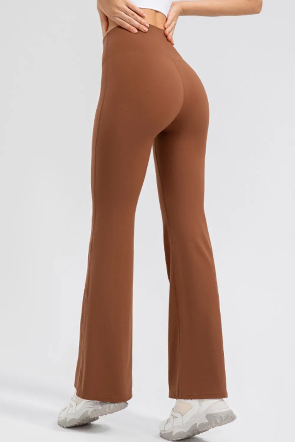 Wide Waistband High Waist Bootcut Active Leggings - cas7m