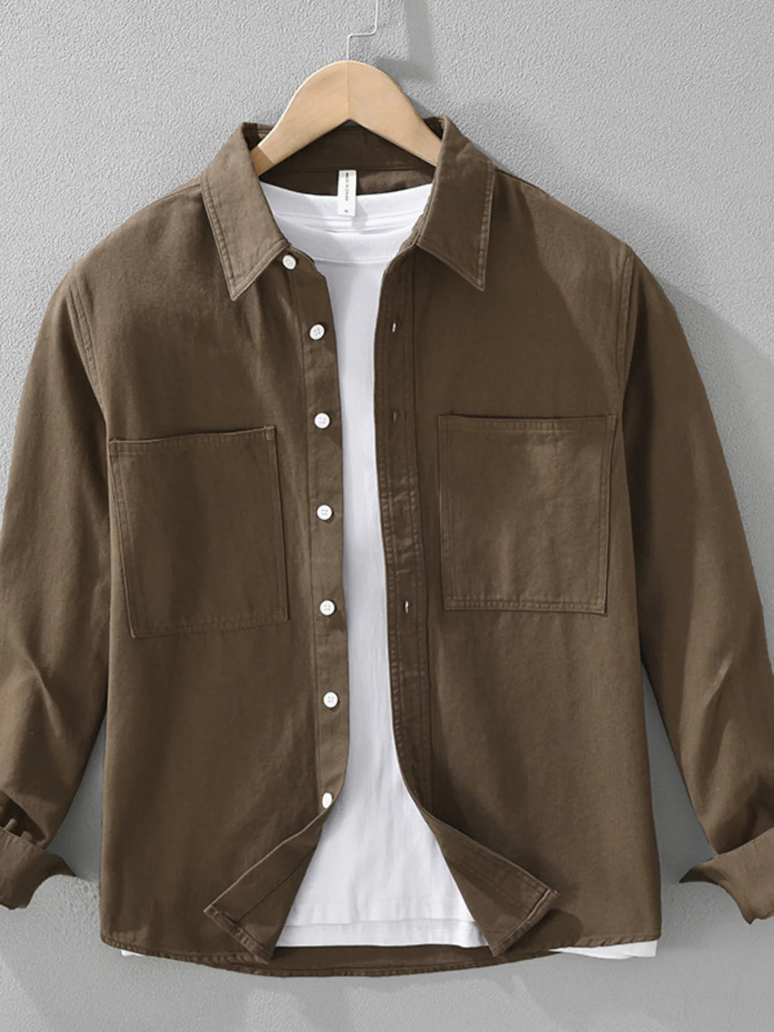 Men's Plus Size Button Detail Long Sleeve Shirt - cas7m