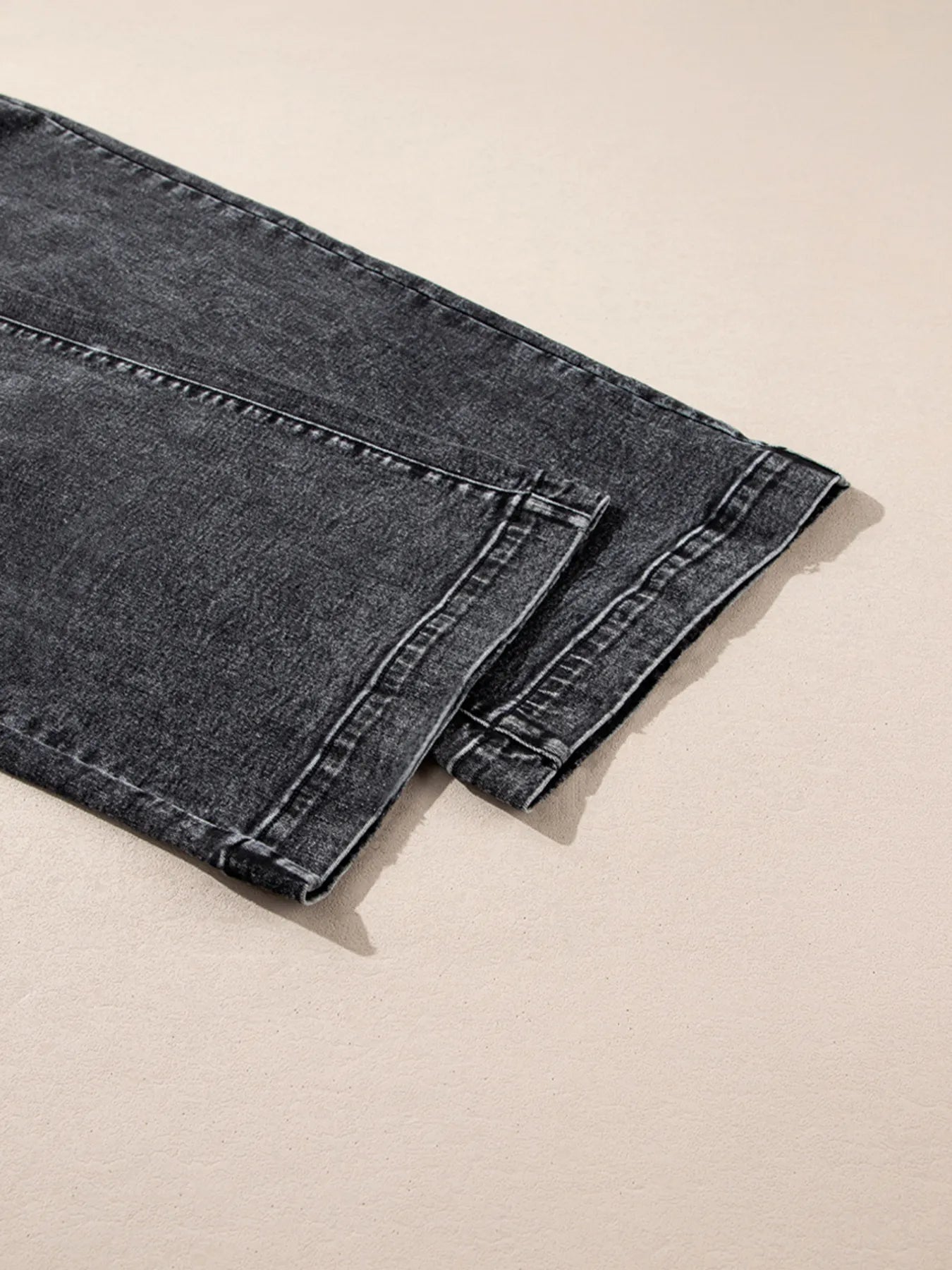 High-Waisted Wide Leg Washed Jeans - cas7m