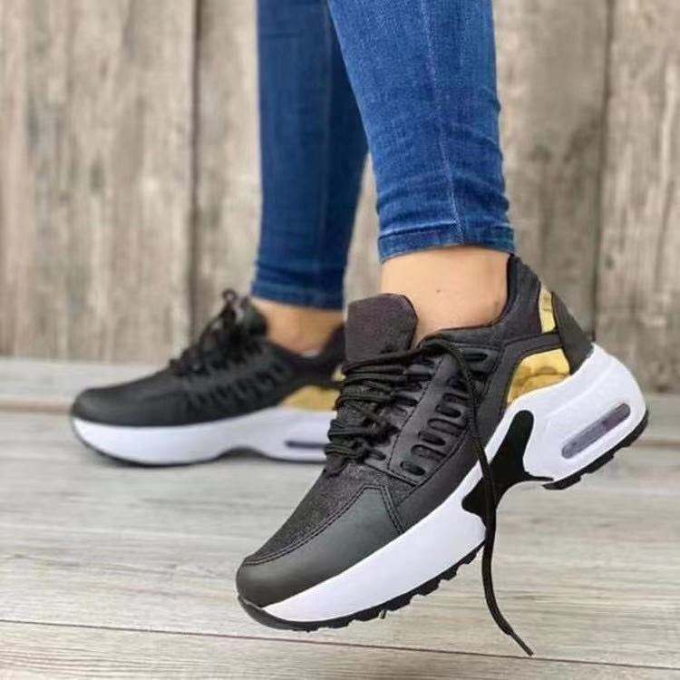 Lace Up Sneakers Women Wedge Heel Running Sports Shoes - cas7m