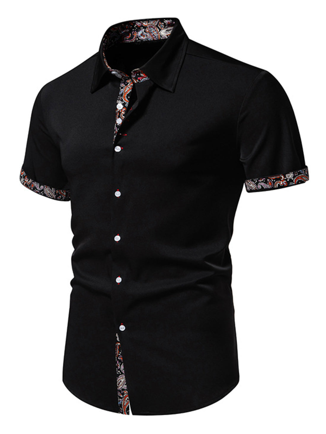 Men's Paisley Trim Short Sleeve Shirt - cas7m