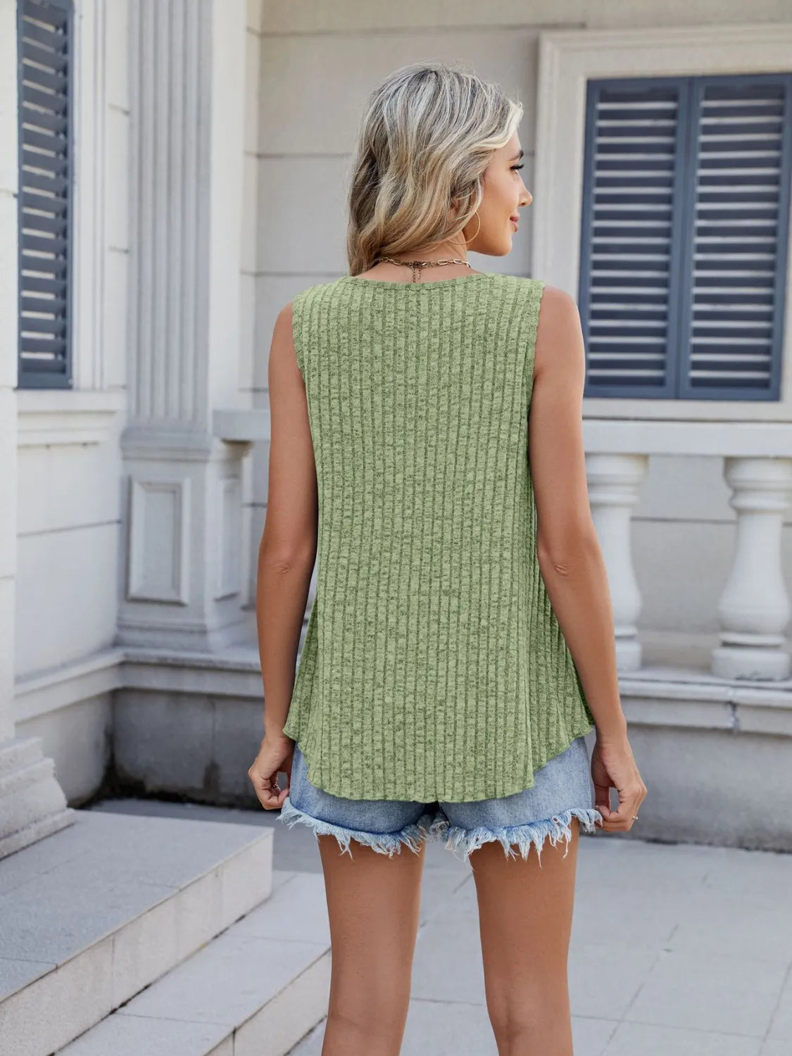 Ribbed Round Neck Tank - cas7m