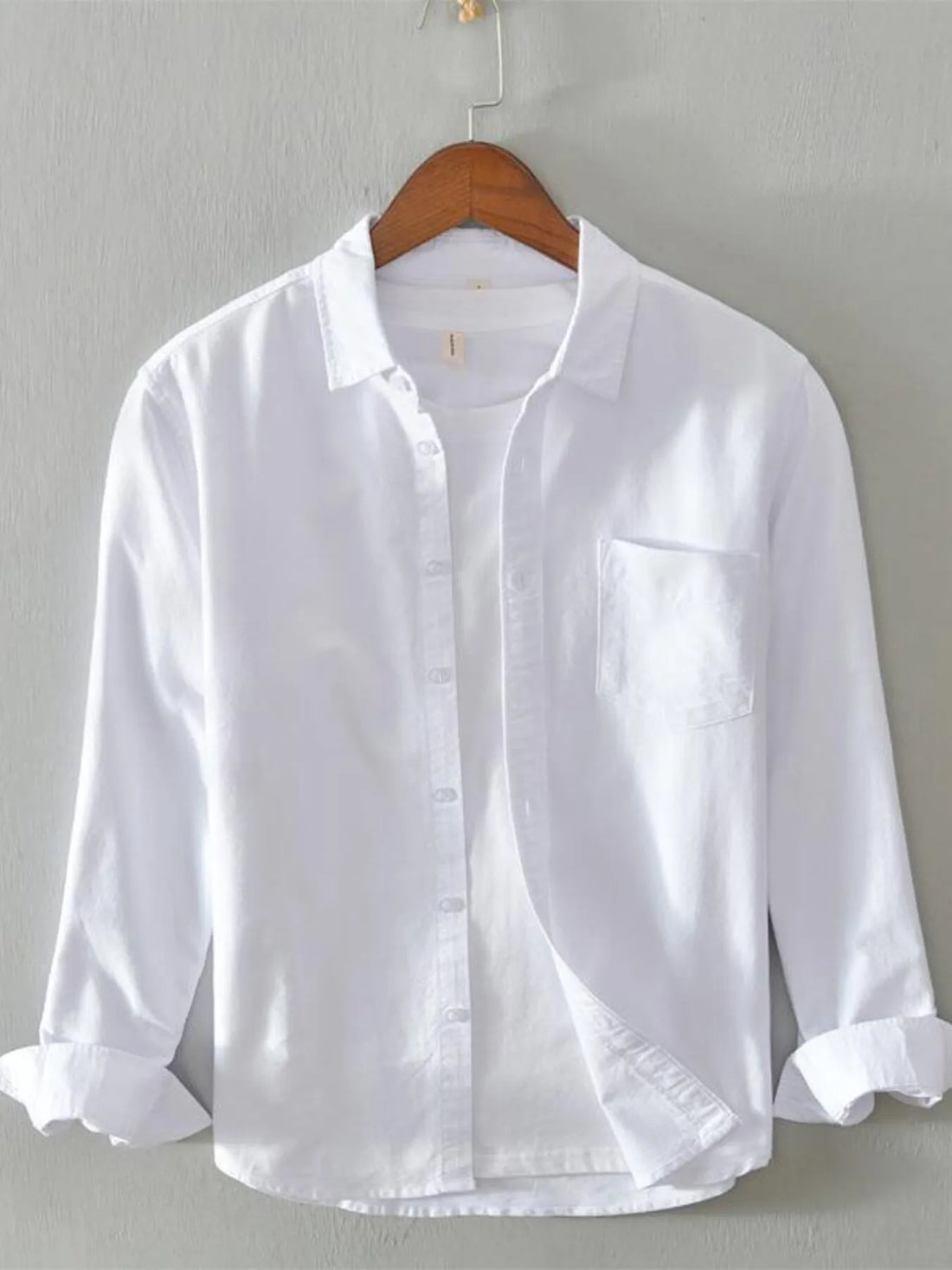 Men's Plus Size Button Up Long Sleeve Shirt - cas7m