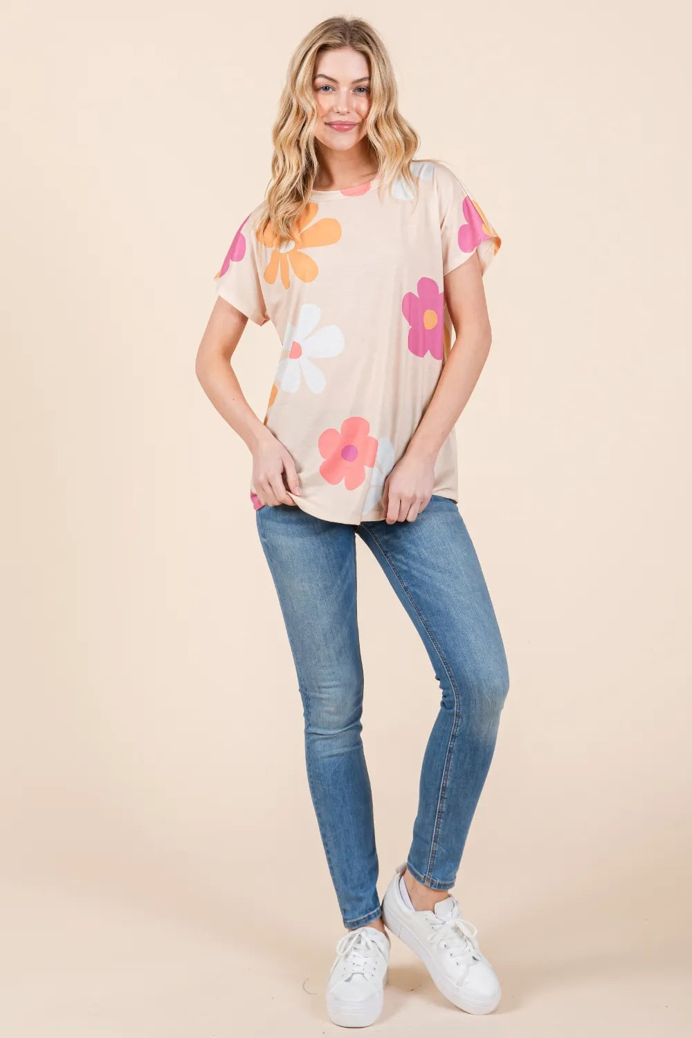 BOMBOM Floral Short Sleeve T-Shirt - cas7m