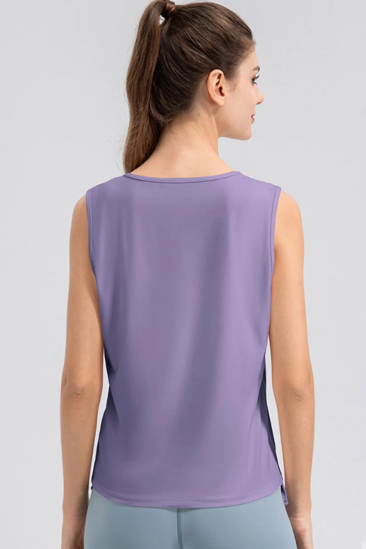 Notched Wide Strap Active Tank - cas7m