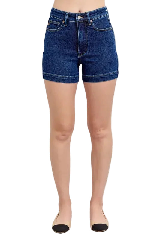 Judy Blue Full Size High Waist Tummy Control Denim Shorts Plus Size - cas7m