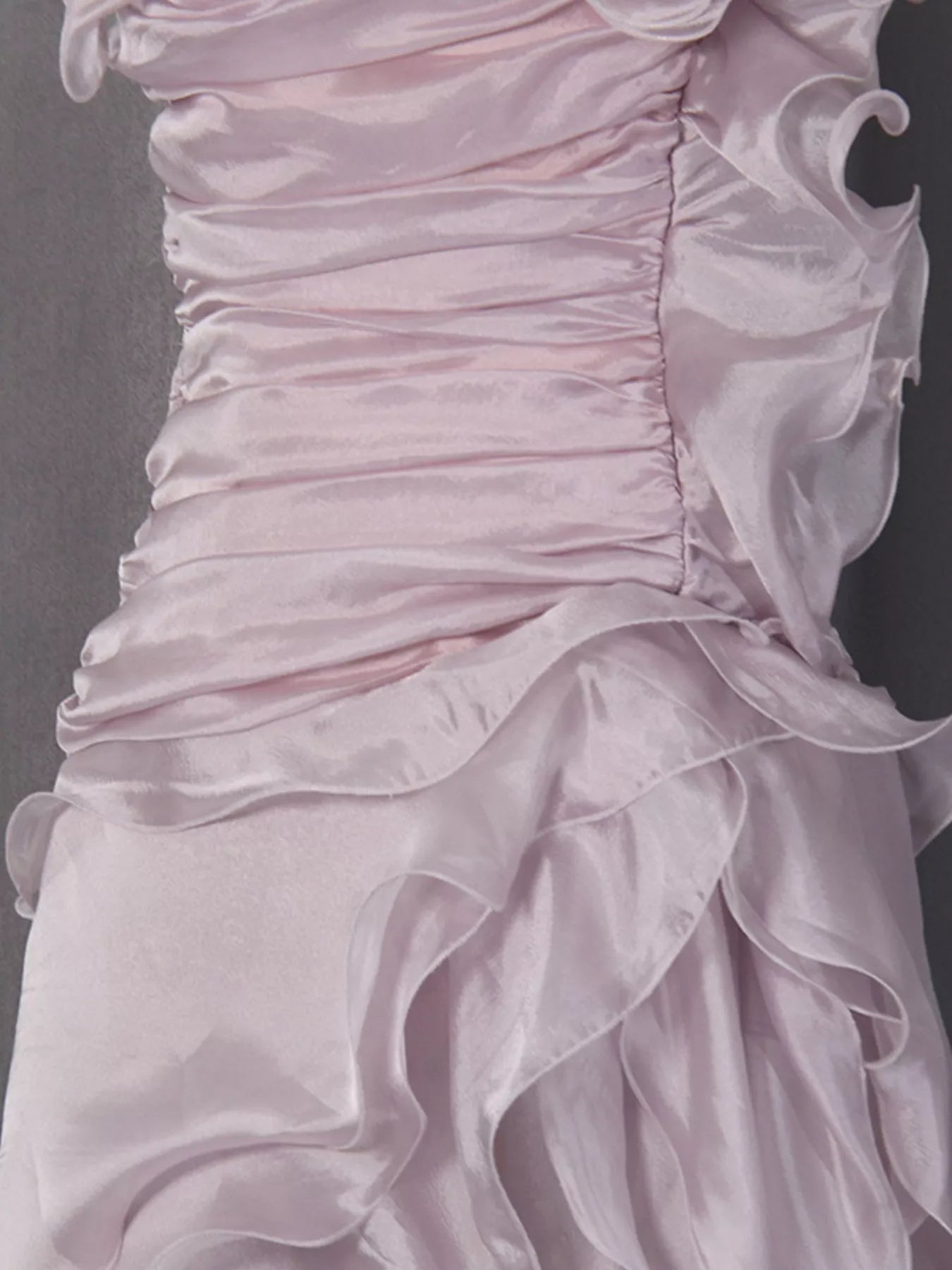 Ruffled High-Low Strapless Dress - cas7m