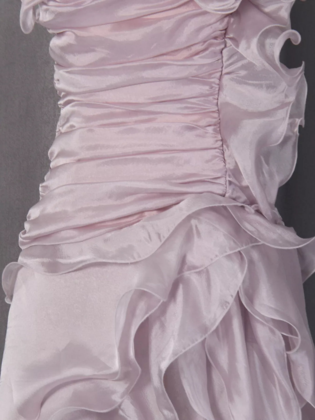 Ruffled High-Low Strapless Dress - cas7m