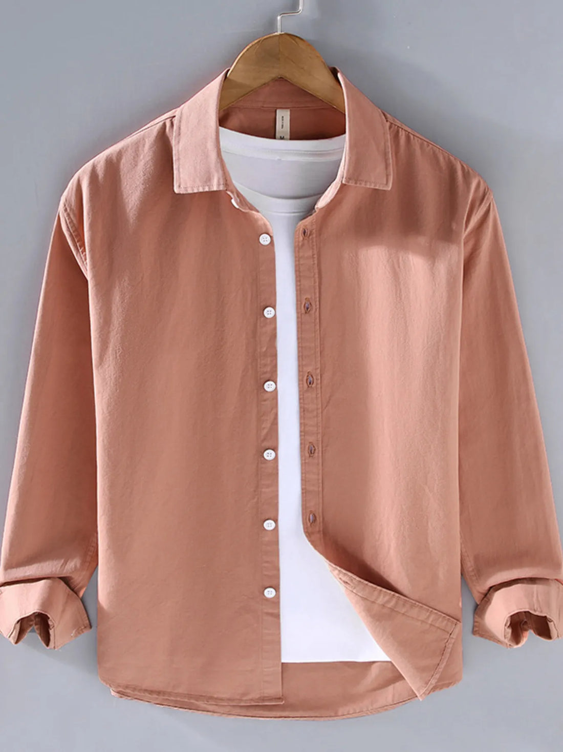 Men's Plus Size Button Up Long Sleeve Shirt - cas7m