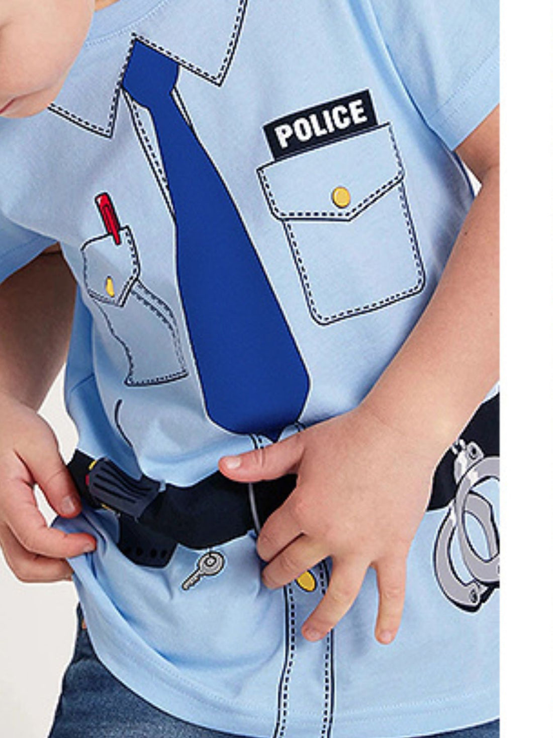 Children's Police Officer Graphic Short Sleeve T-Shirt - cas7m