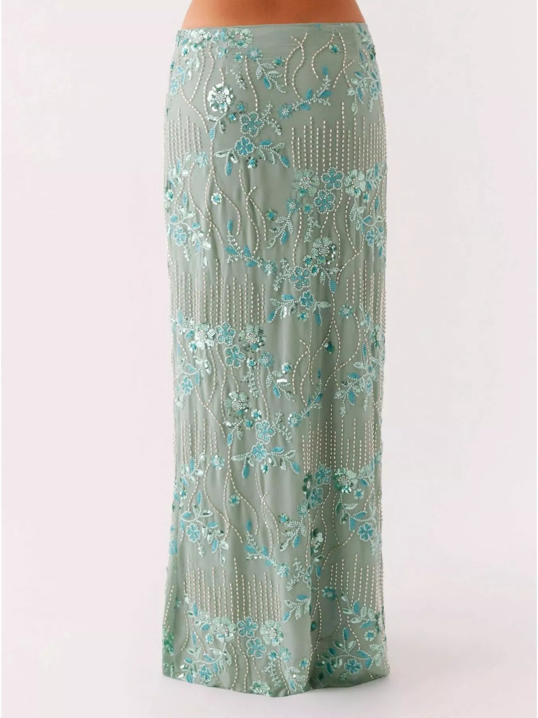 Sequin Embroidered Maxi Skirt - cas7m
