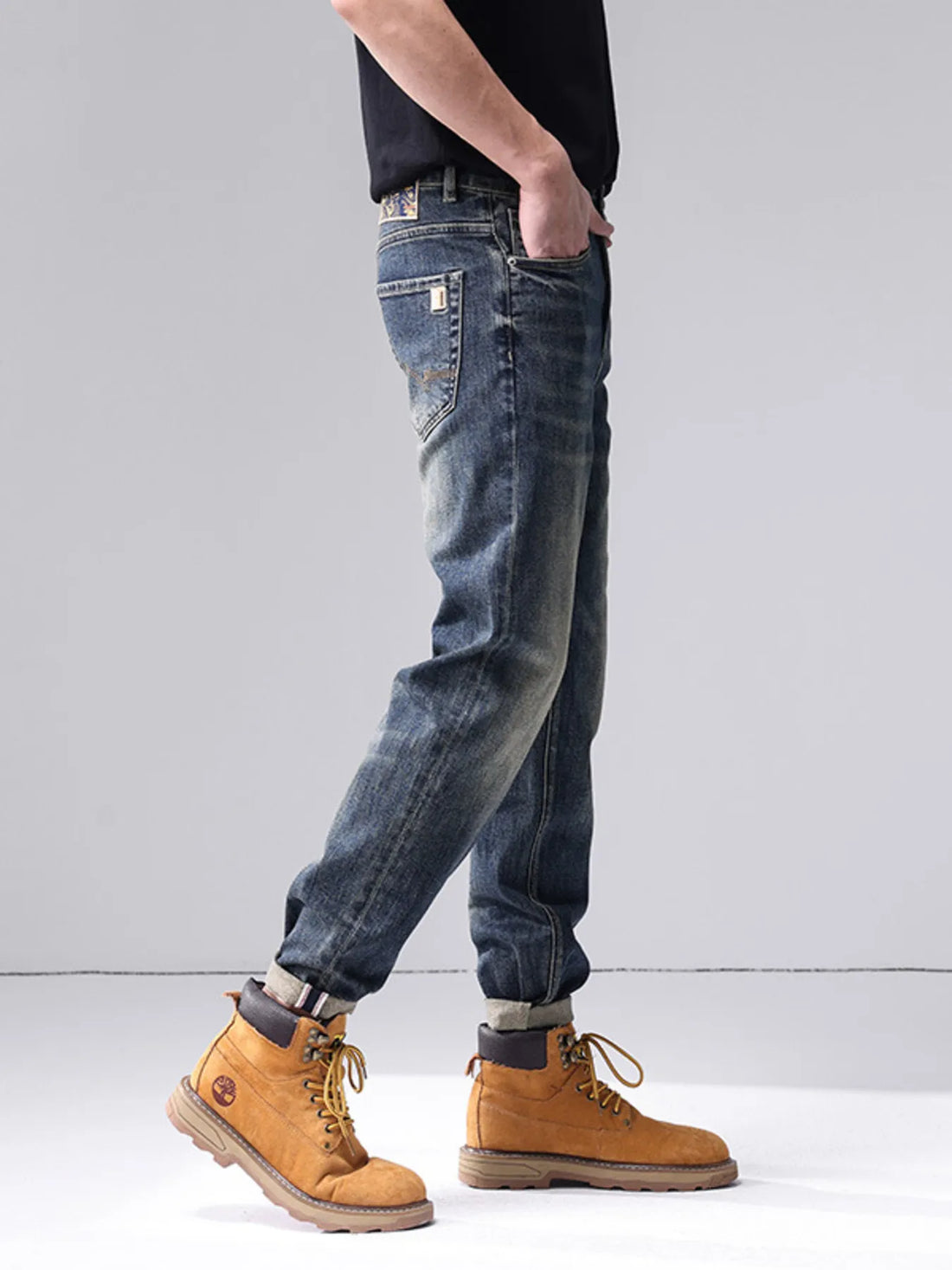 Men's Washed Straight Leg Jeans - cas7m