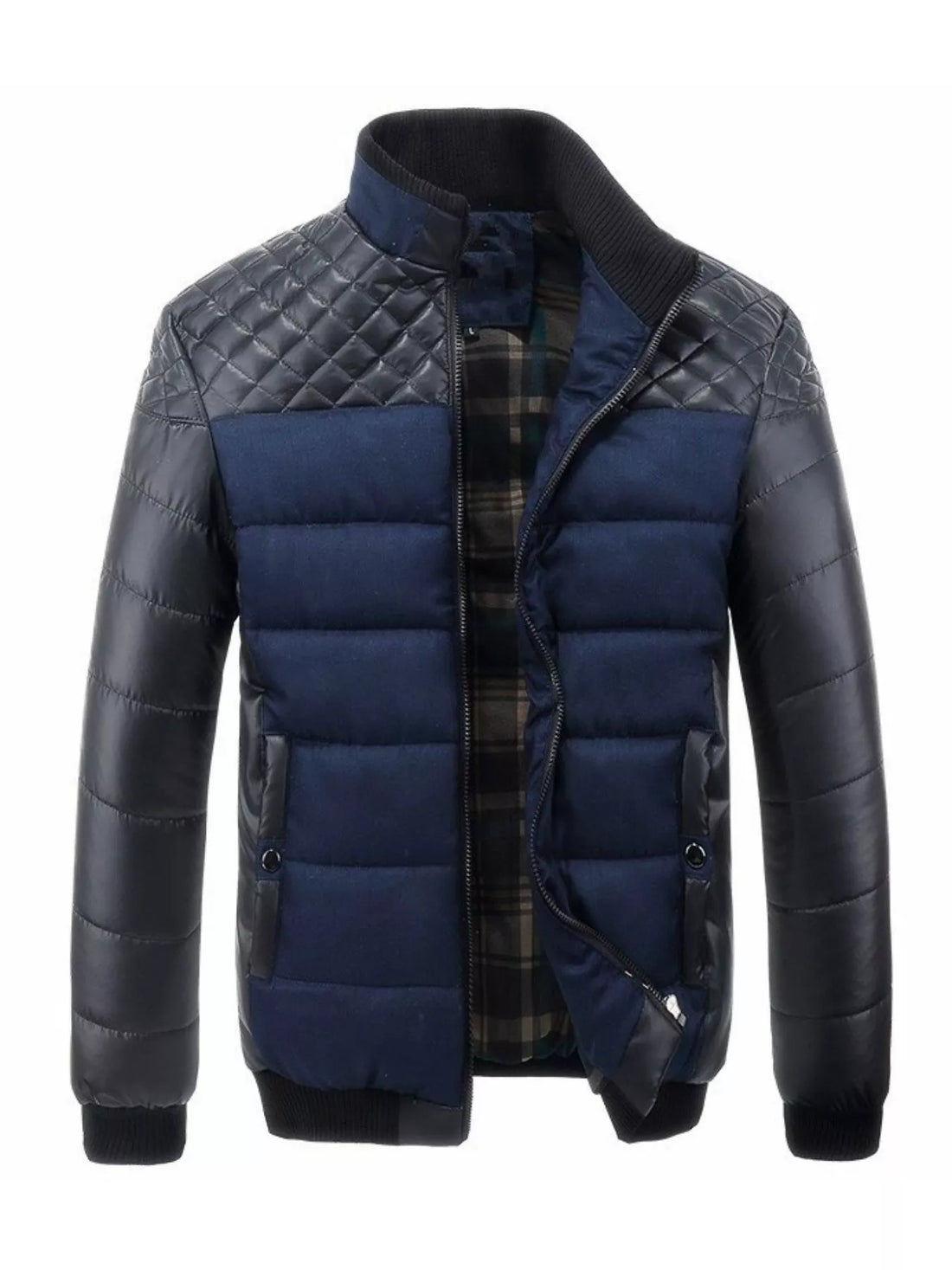Men's Plus Size Zip Up Puffer Jacket - cas7m