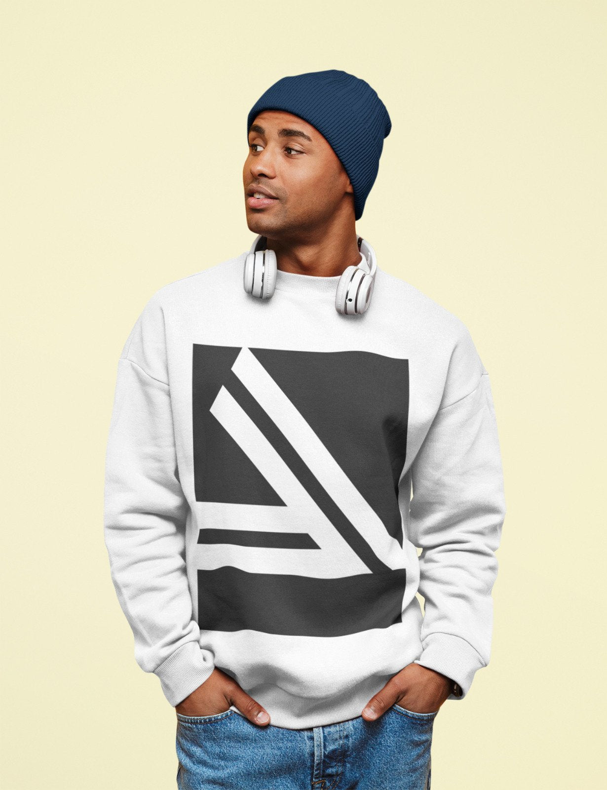 Men's Double Slanted Logo Crewneck Sweatshirt - cas7m