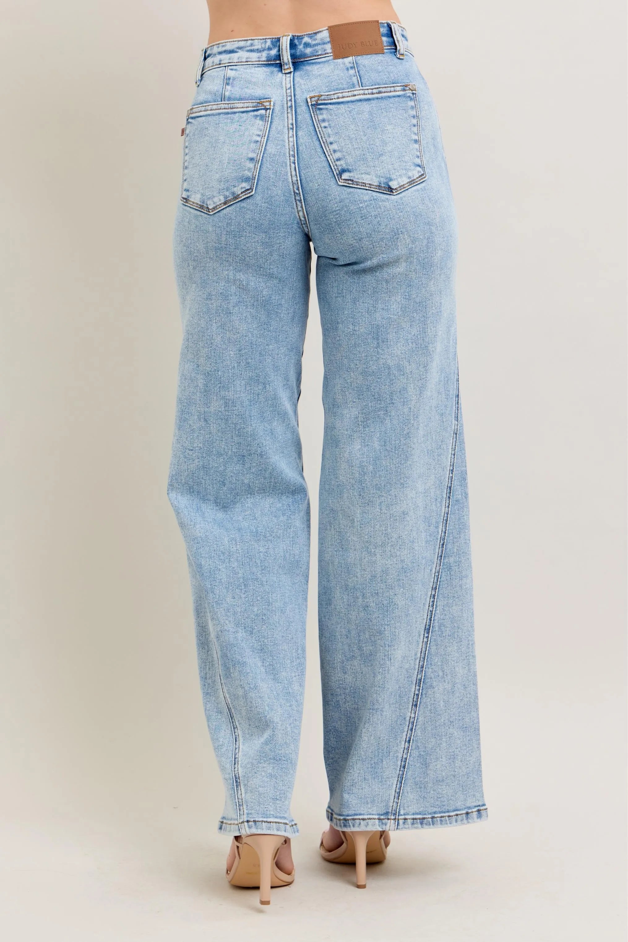 Judy Blue Full Size High Waist Wide Leg Jeans with Skewed Inseam Plus Size - cas7m