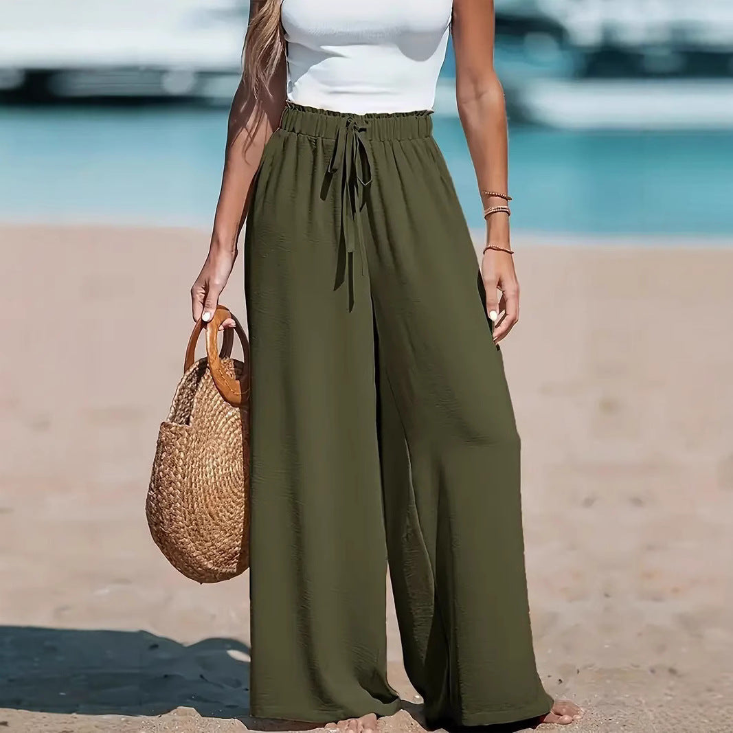 Women's Drawstring Loose Casual Wide-leg Trousers - cas7m