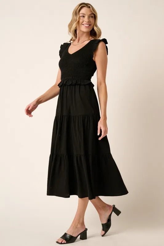 Mittoshop Smocked Ruffled Tiered Midi Dress - cas7m