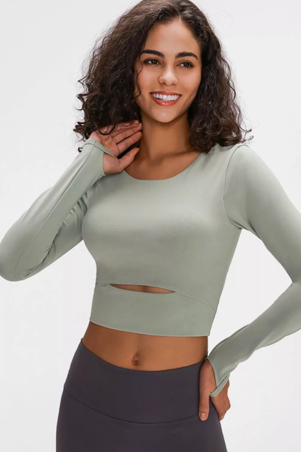 Millennia Long Sleeve Cropped Top With Sports Strap - cas7m