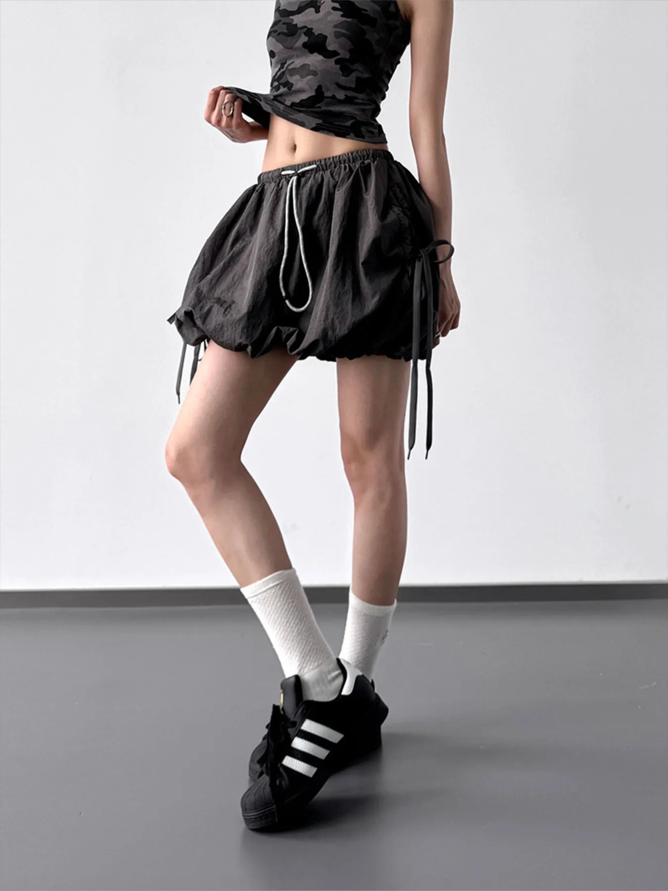 Bubble Drawstring Casual Shorts - cas7m