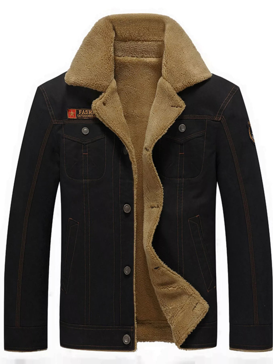 Men's Plus Size Button Up Fleece Lined Jacket - cas7m