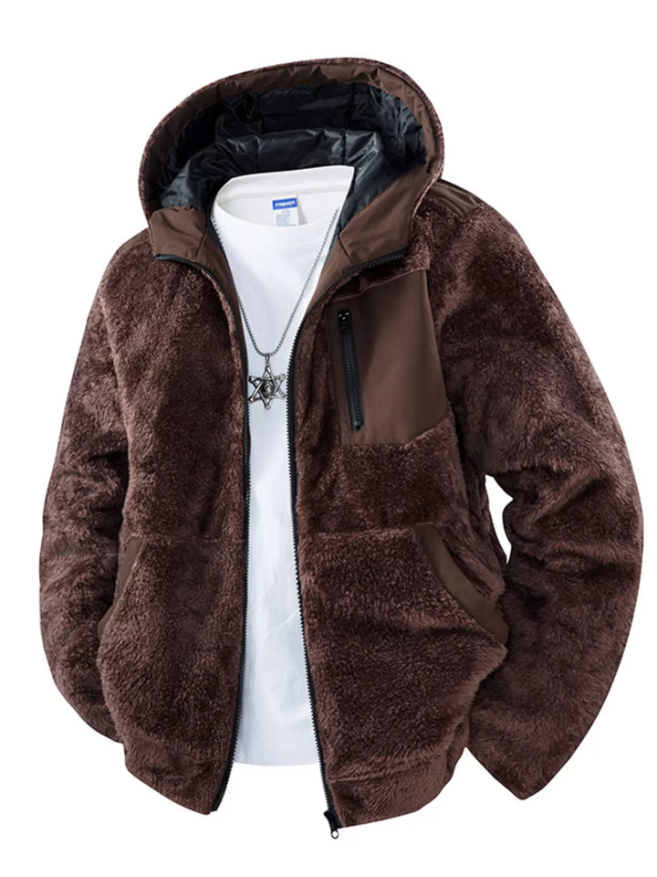 Men's Zip Up Fleece Hooded Jacket - cas7m