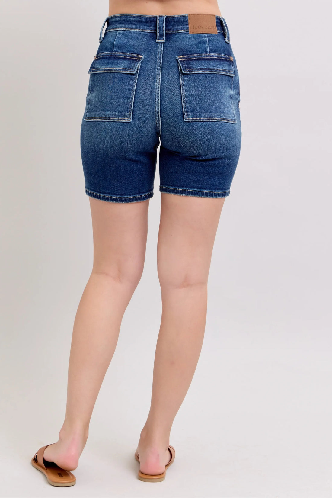 Judy Blue Full Size High Waist Bermudas Jeans W/ Back Flap Pockets Plus Size - cas7m
