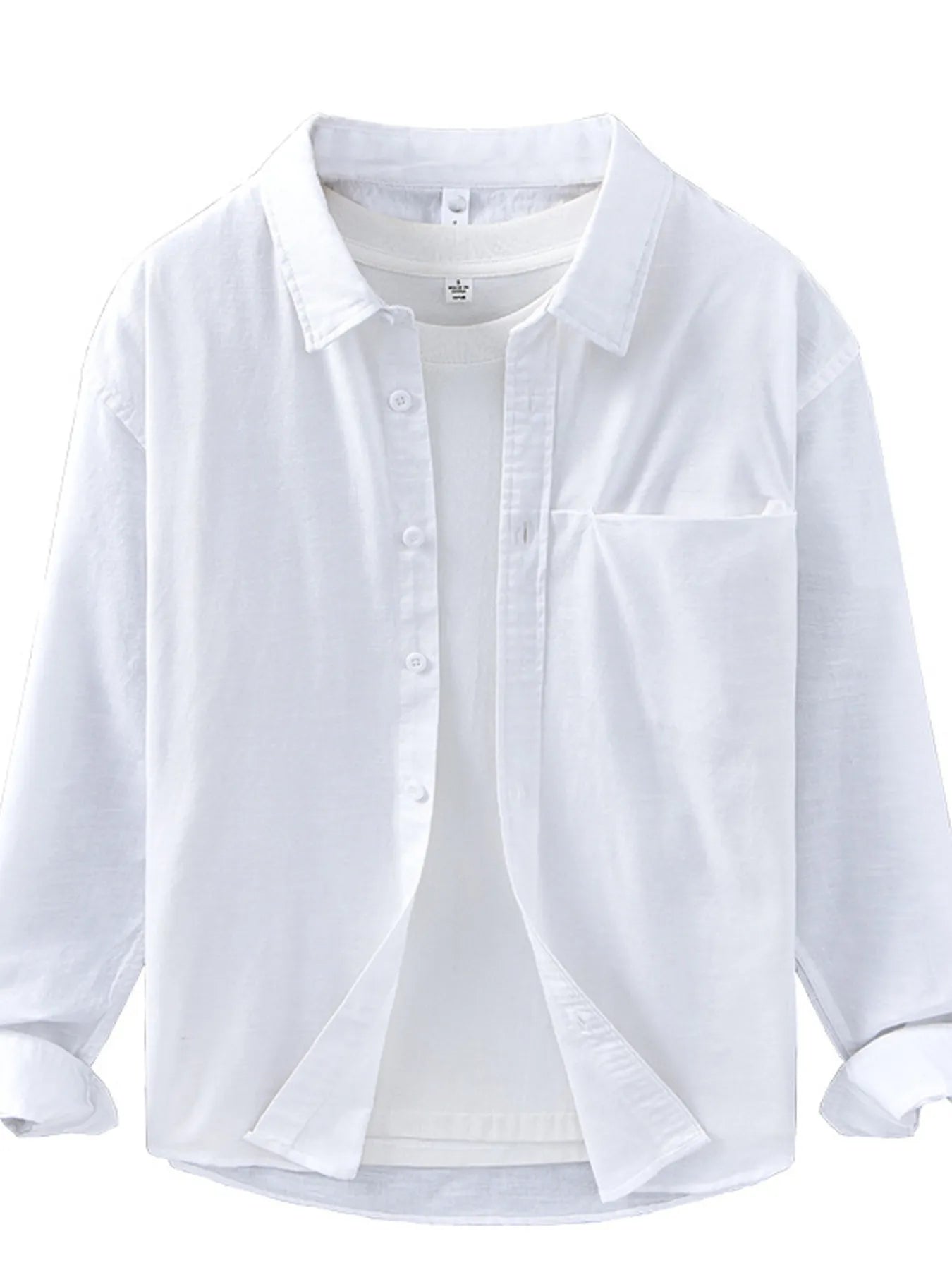 Men's Plus Size Button Up Long Sleeve Shirt - cas7m