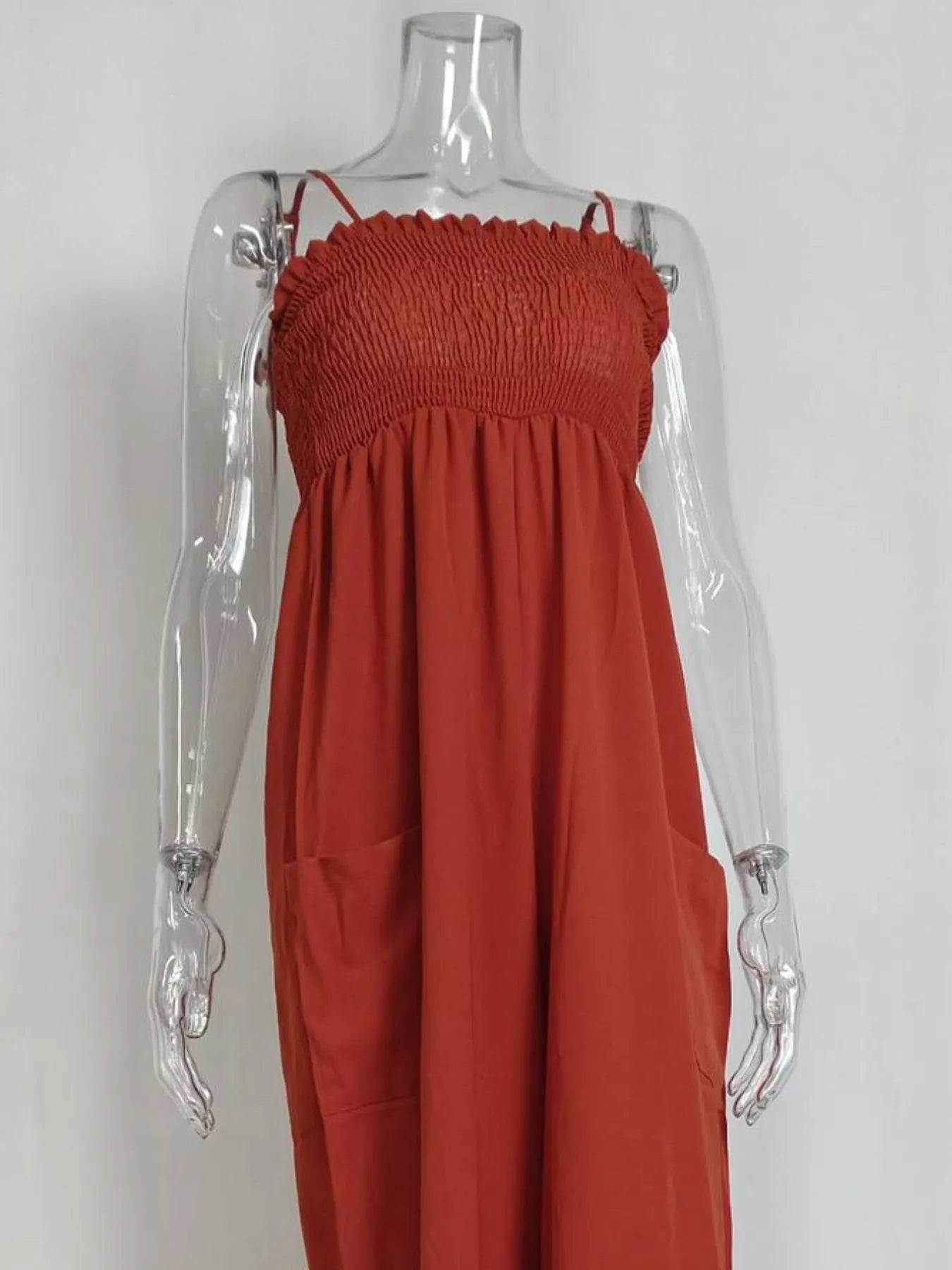 Smocked Wide Leg Jumpsuit - cas7m