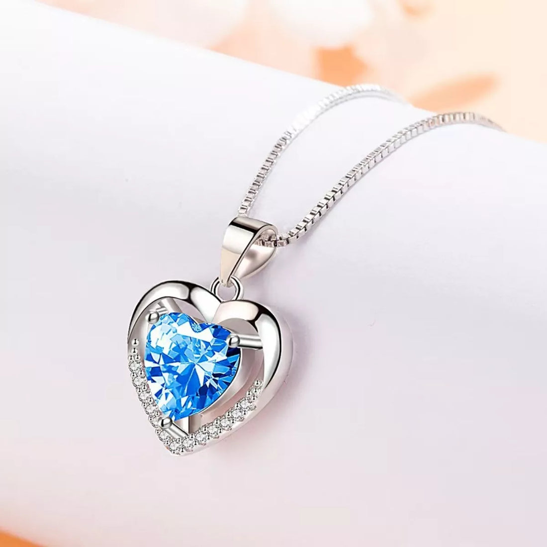 925 Sterling Silver Zircon Heart Necklace - cas7m