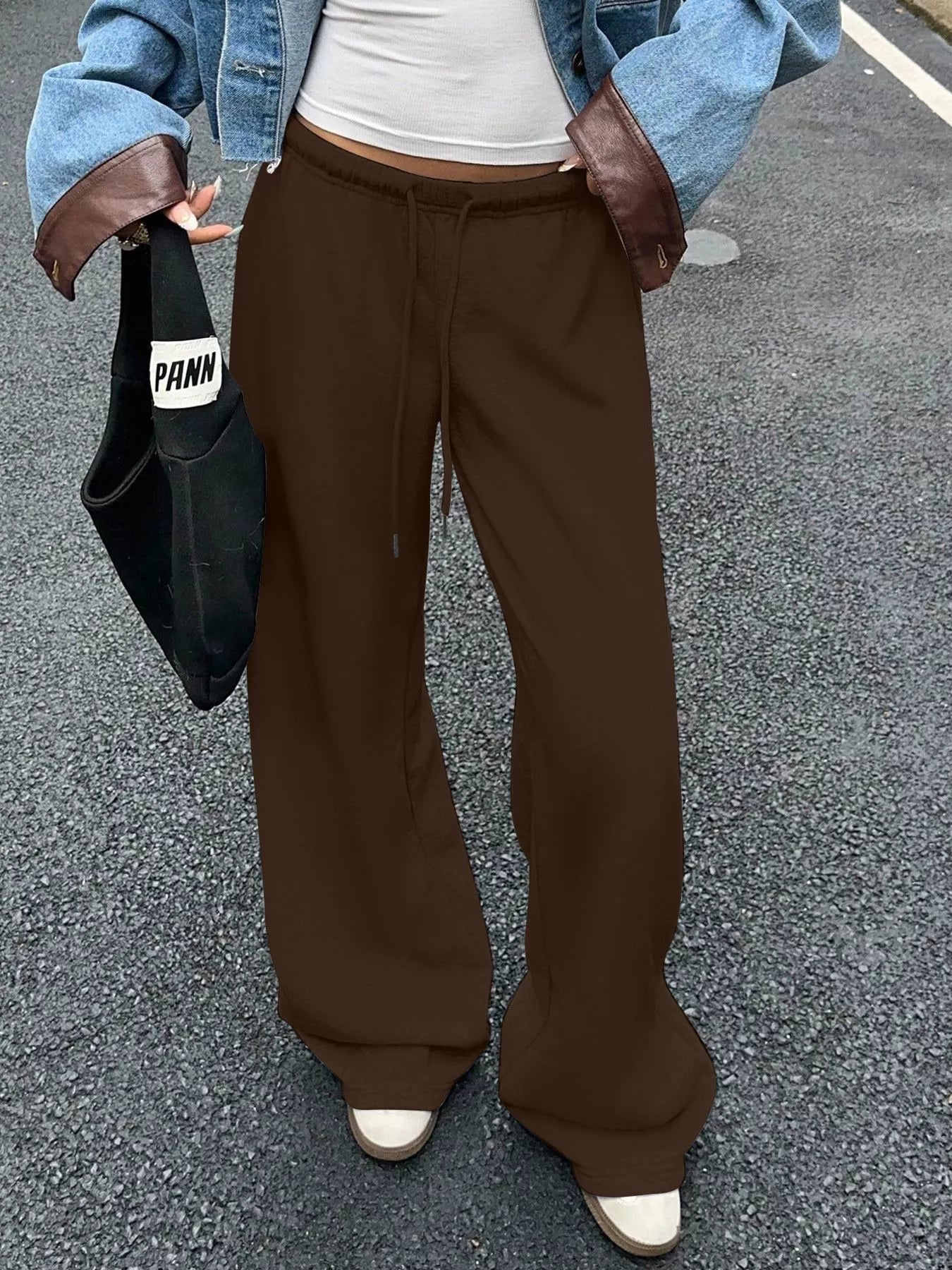 Wide Leg Drawstring Sweatpants - cas7m