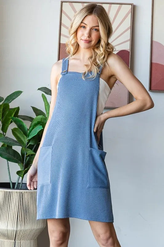 Heimish Full Size Ribbed Sleeveless Mini Tank Dress Plus Size - cas7m
