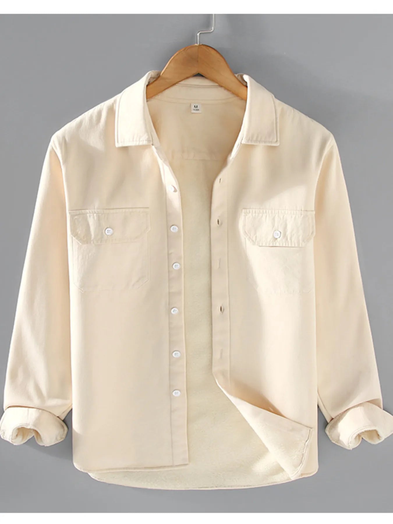 Men's Plus Size Button Up Long Sleeve Shirt - cas7m