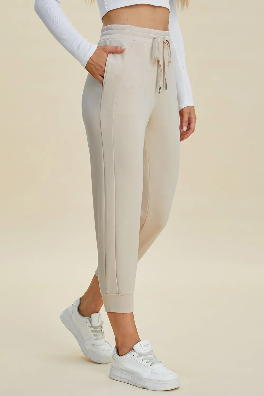 Basic Bae Full Size Air Scuba Drawstring High Waist Cropped Pants - cas7m