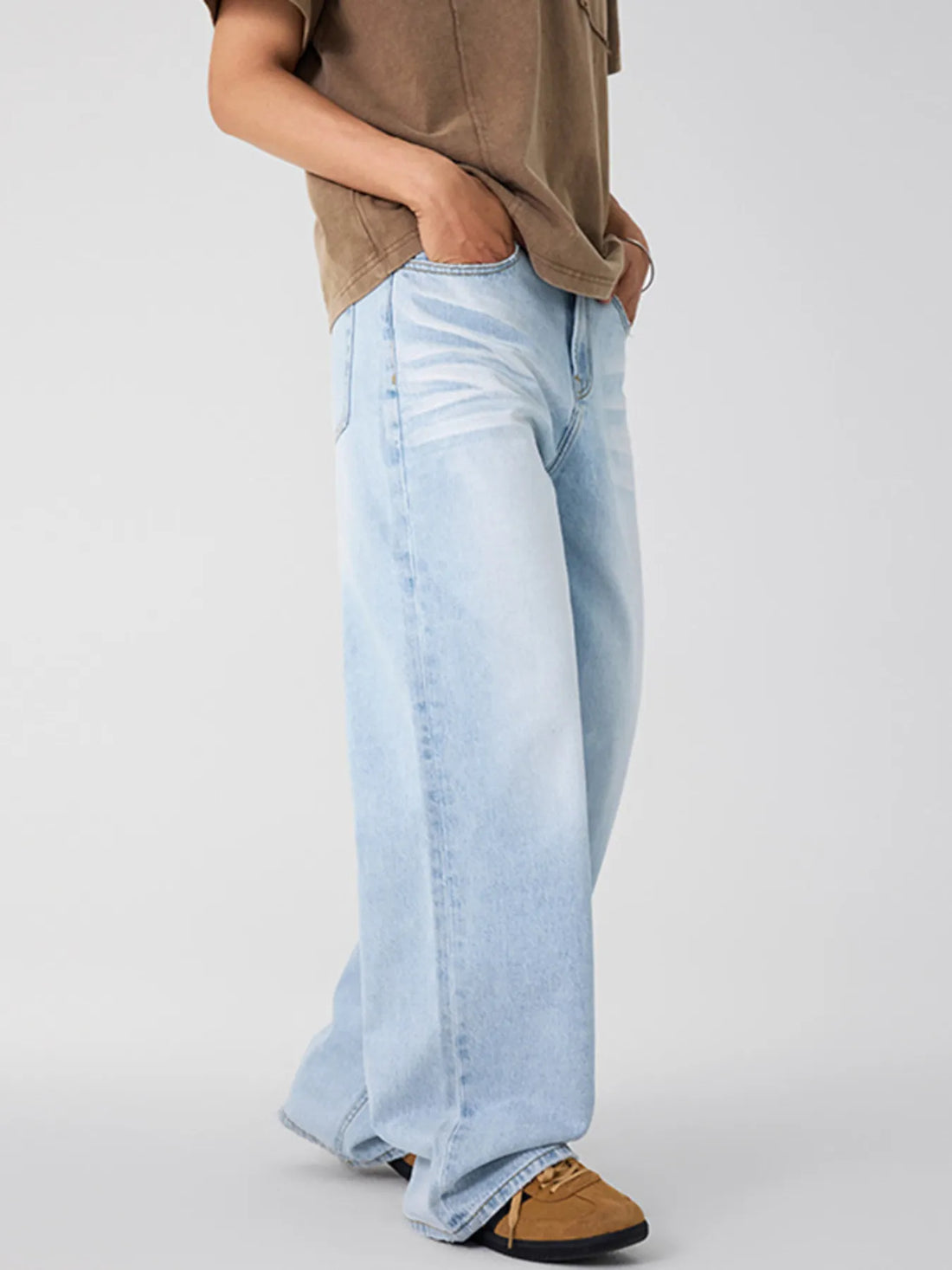 Men's Wash Wide Leg Jeans - cas7m