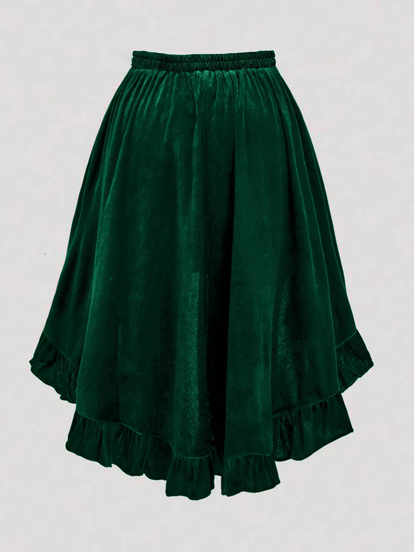 Plus Size Ruffled Velvet Elastic Waist Skirt - cas7m