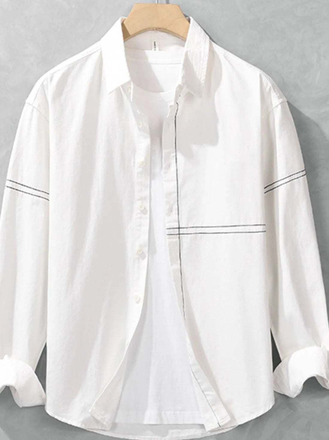 Men's Plus Size Button Up Long Sleeve Shirt - cas7m