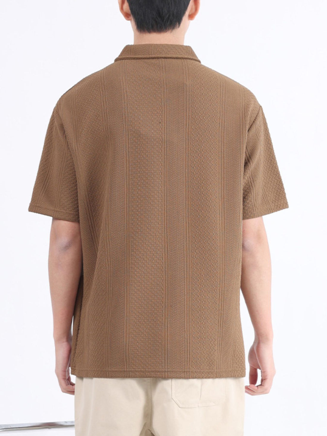Men's Plus Size Zipper Detail Short Sleeve Polo - cas7m