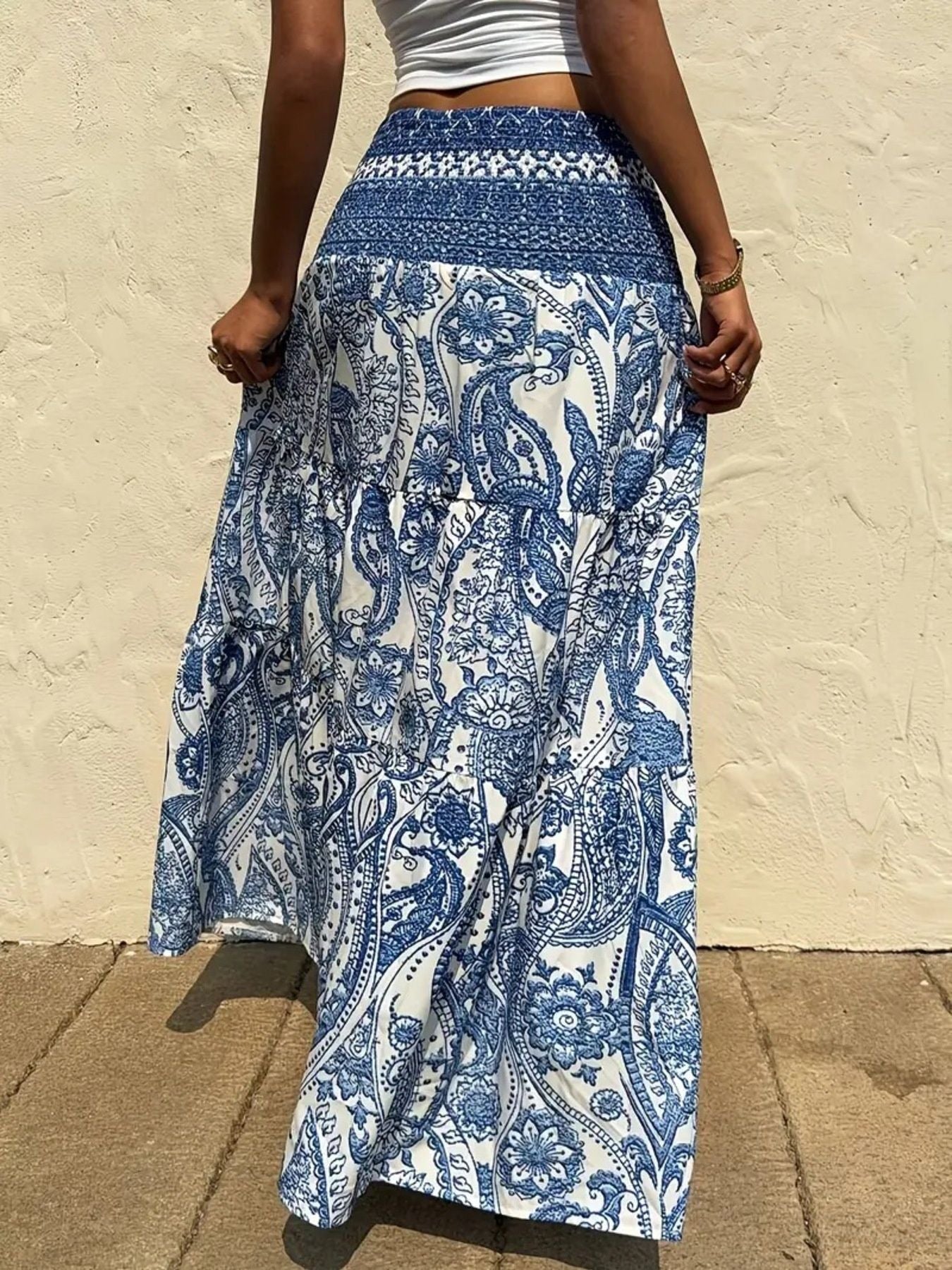 Paisley Print Maxi Skirt - cas7m