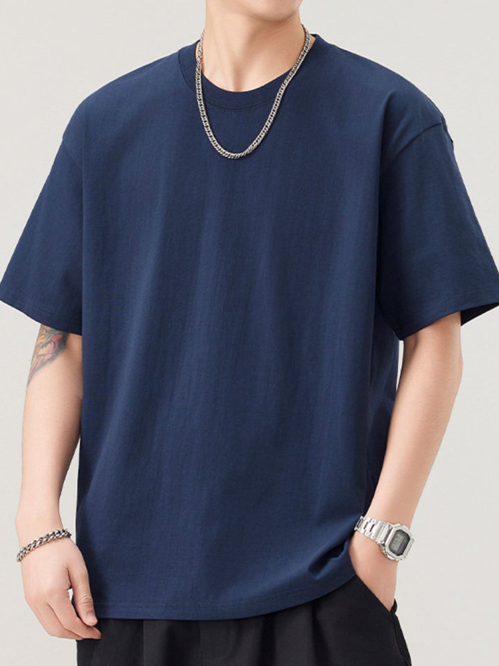 Men's Plus Size Solid Color Casual Loose T-Shirt - cas7m