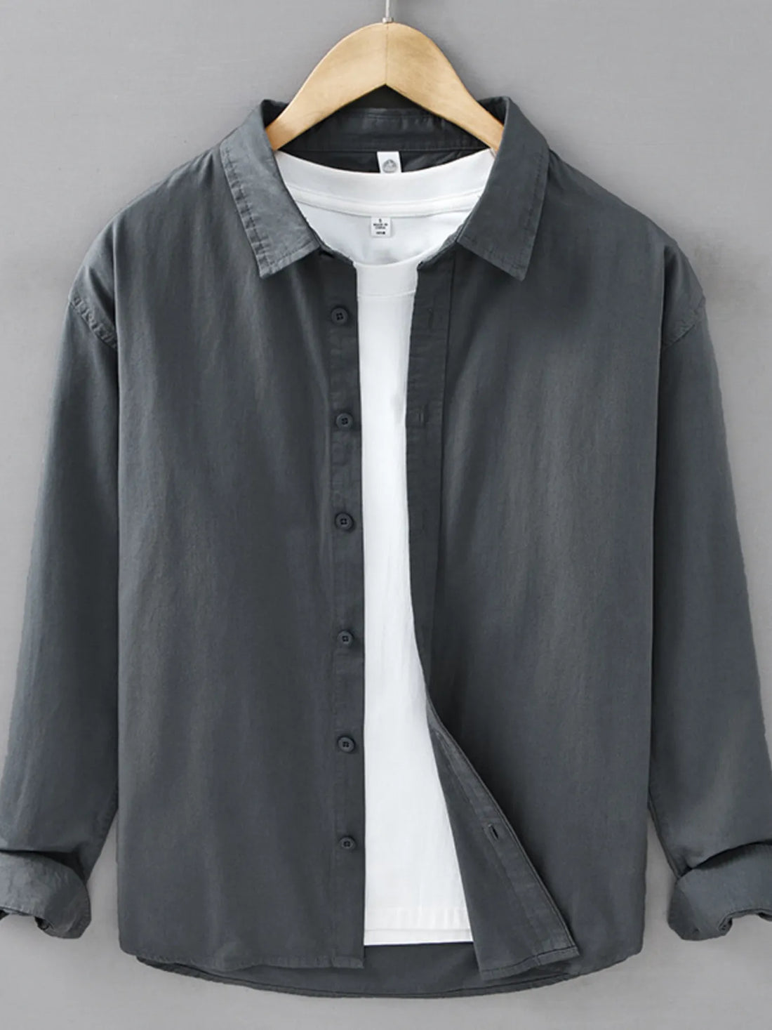 Men's Plus Size Button Up Long Sleeve Shirt - cas7m